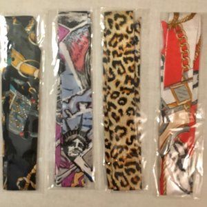 Four Pony Tail Hair Scarves Skinny Purse Scarf Various Prints